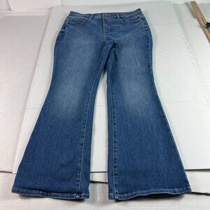 Not Your Daughters Jeans Women's 33x28* Flare High Rise Blue Faded Denim Tag 10